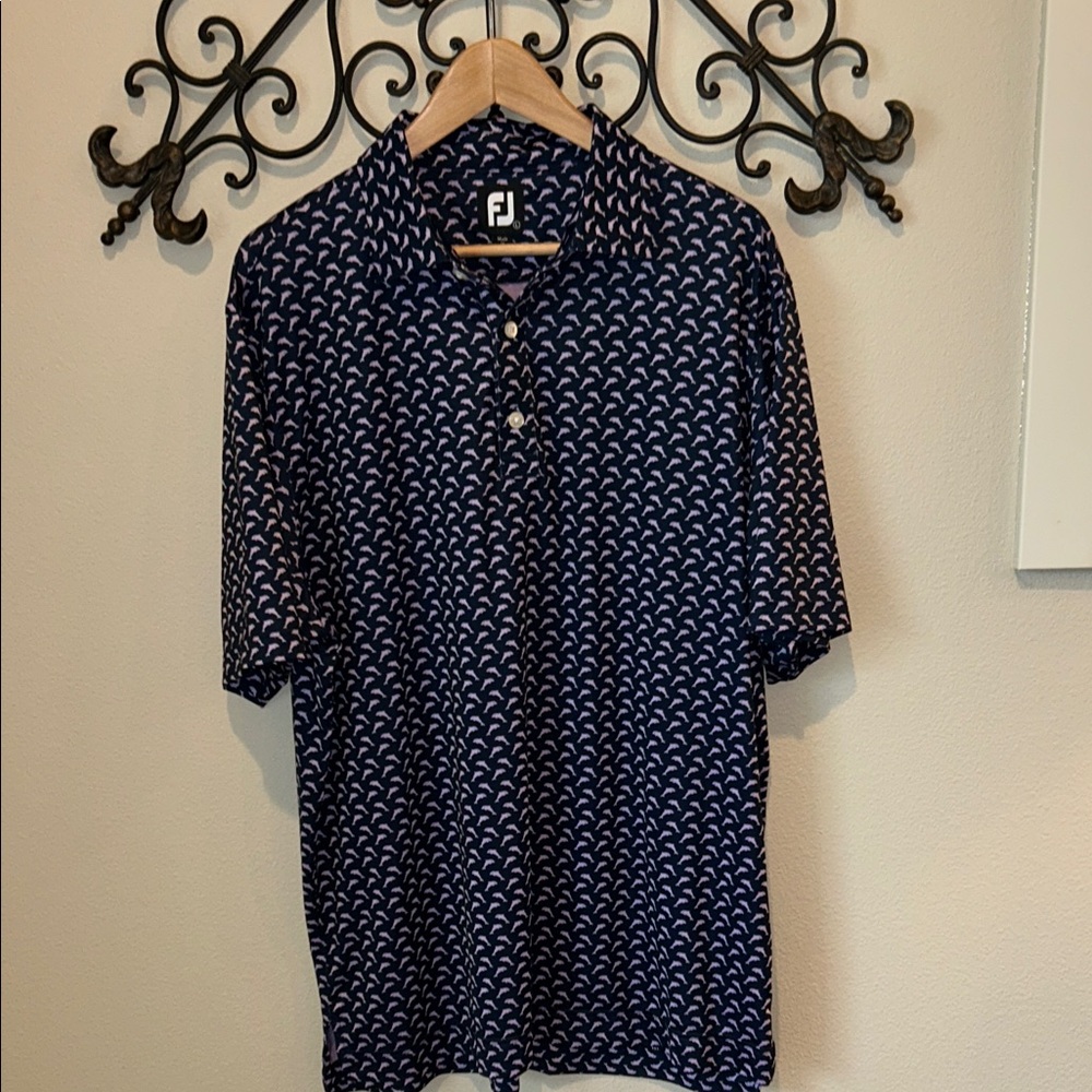 FOOTJOY "LEAPING DOLPHINS" LISLE MENS POLO SIZE LARGE